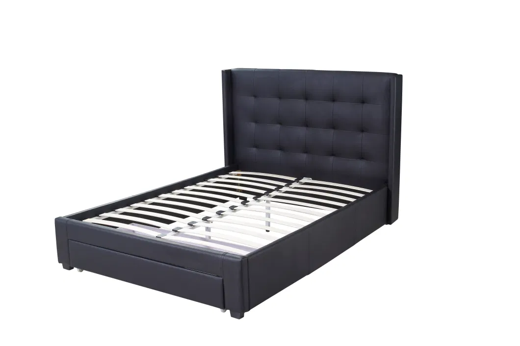 Free Sample Platform up-Holstered Upholstered King Queen Size Bed Frame