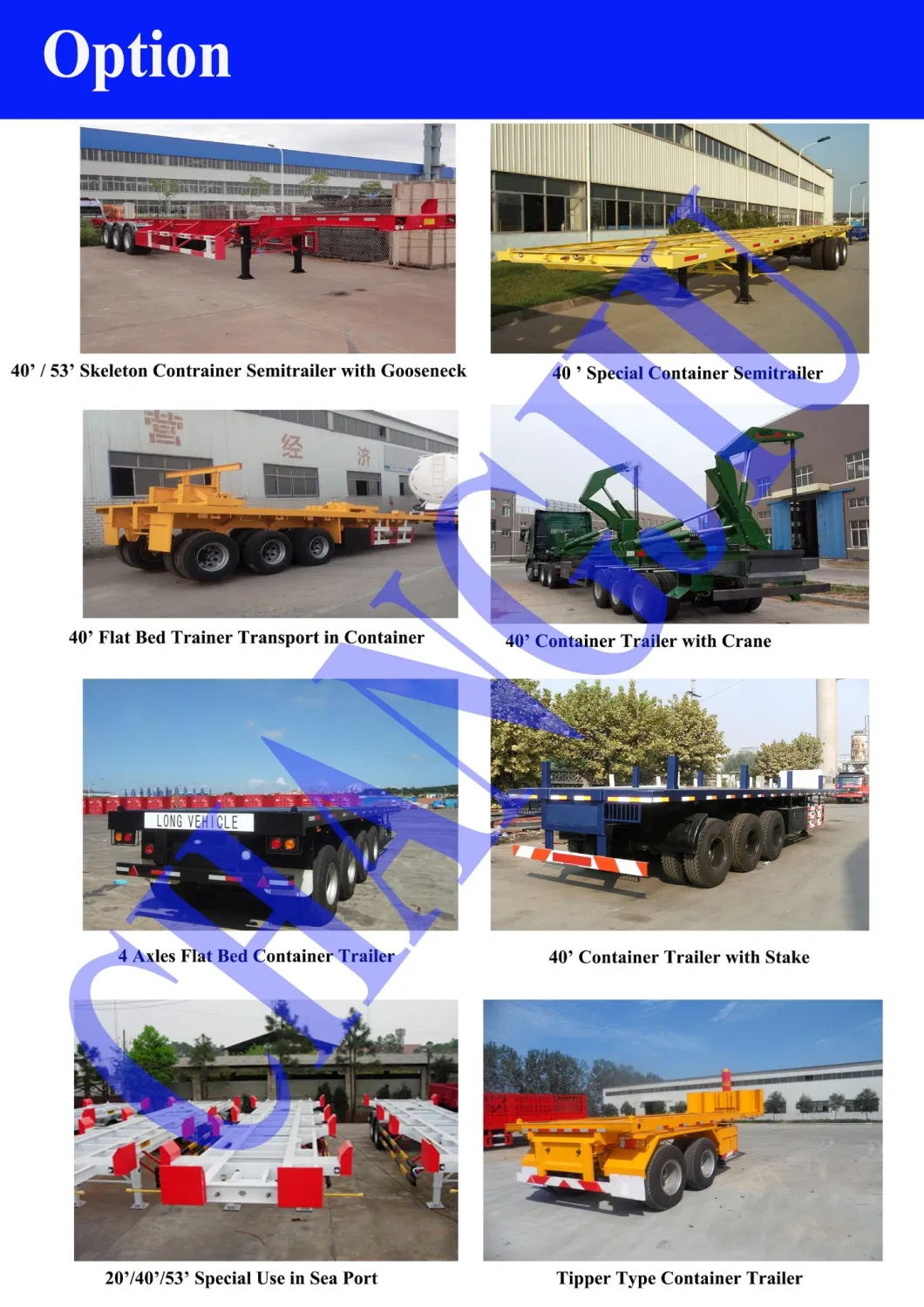 3 Axles 40FT Container Flat Bed / Skeleton /Cargo Side Wall /Utility Cargo /Low Bed / Fuel Tank/ Cement Tank/Dumper /Wing Open Van Curtainer Truck Semi Trailer