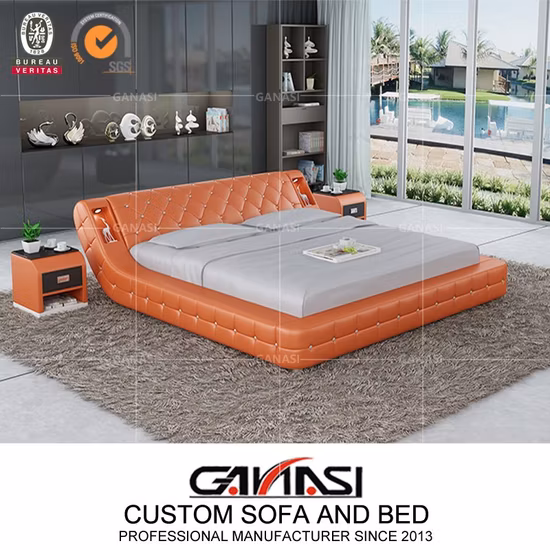 Каркас кровати из натуральной кожи Белоснежного размера для спальни